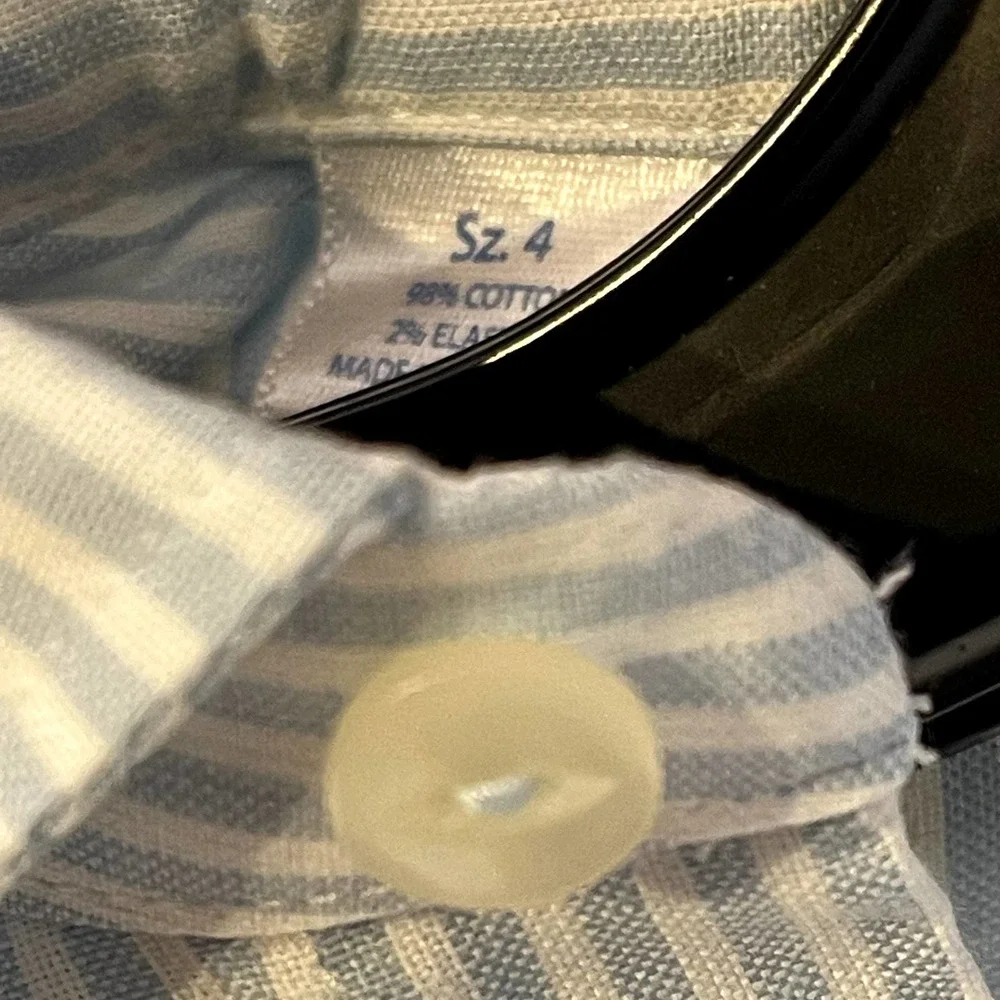 Southern Tide Shirt Size 4 Blue White Striped Cotton Stretch Blend Womens LS - Picture 7 of 8
